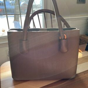 Angela Roi Pebbled Vegan Leather Tote in Olive with crossbody strap